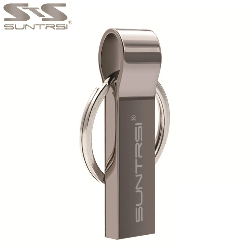 Металлическая usb-флешка Suntrsi 32 ГБ для компьютерная Флешка 64 Гб 16 Гб USB флешка металлическая цепочка для ключей 8 Гб высокоскоростная водонепроницаемая - Цвет: black