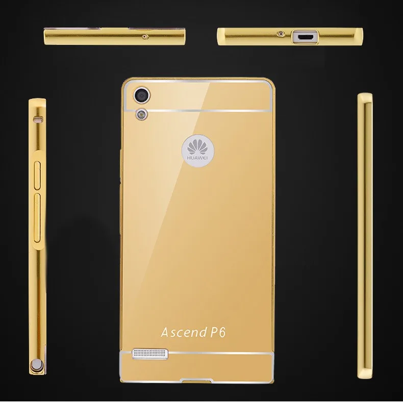 Чехол для телефона huawei P7 p6 Электрический Алюминиевый металлический каркас зеркальная акриловая задняя крышка чехол для huawei Ascend huawei P7 крышка C