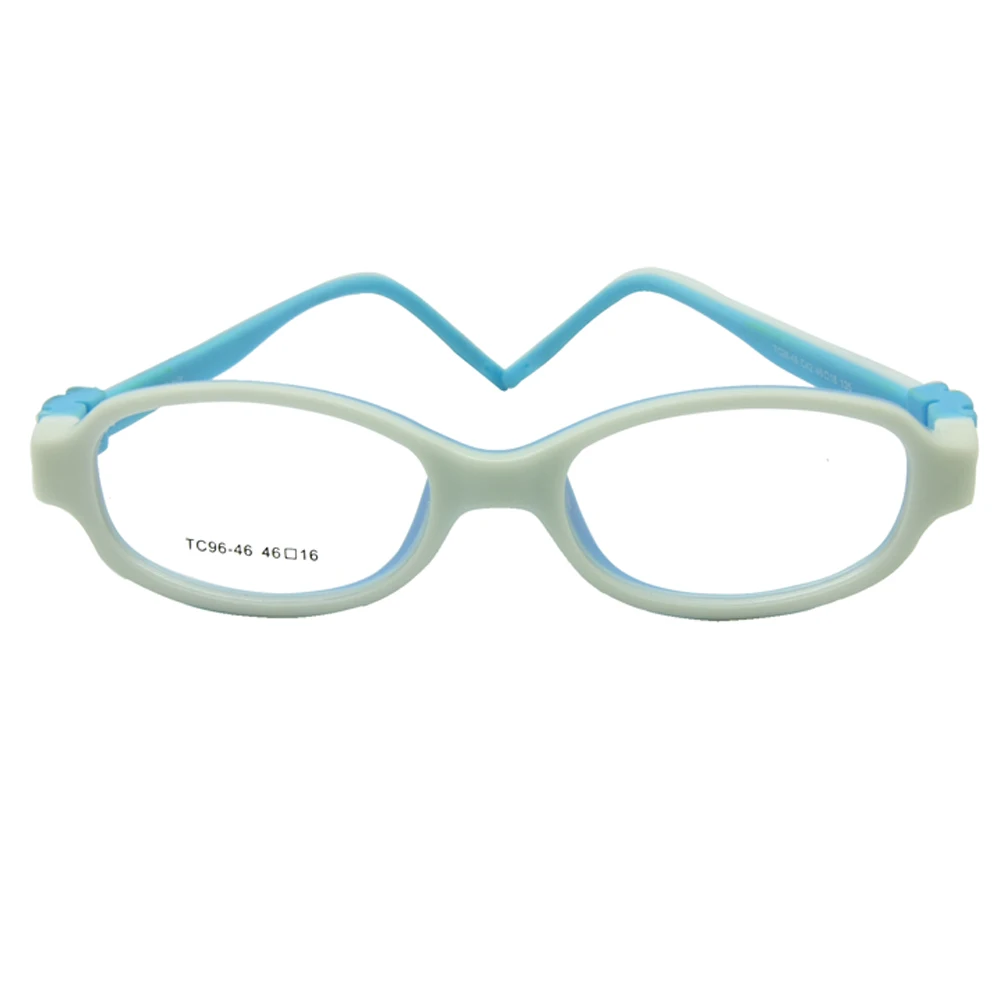 white with blue Детские оптические очки без винта гибкие детские очки в оправе для подростков TR90 силиконовая Гибкая Рамка опционально - Цвет линз: white with blue