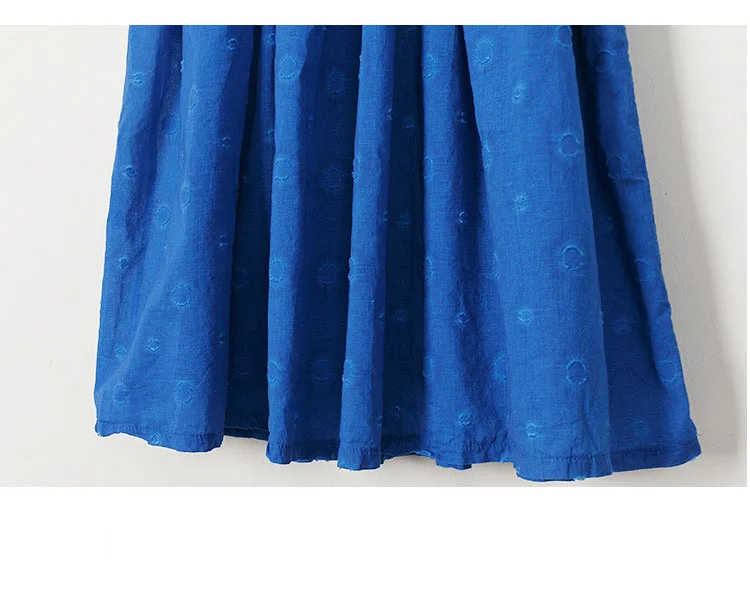 Платья принцессы для девочек Лето 2019 г. голубые платья на пуговицах с открытой