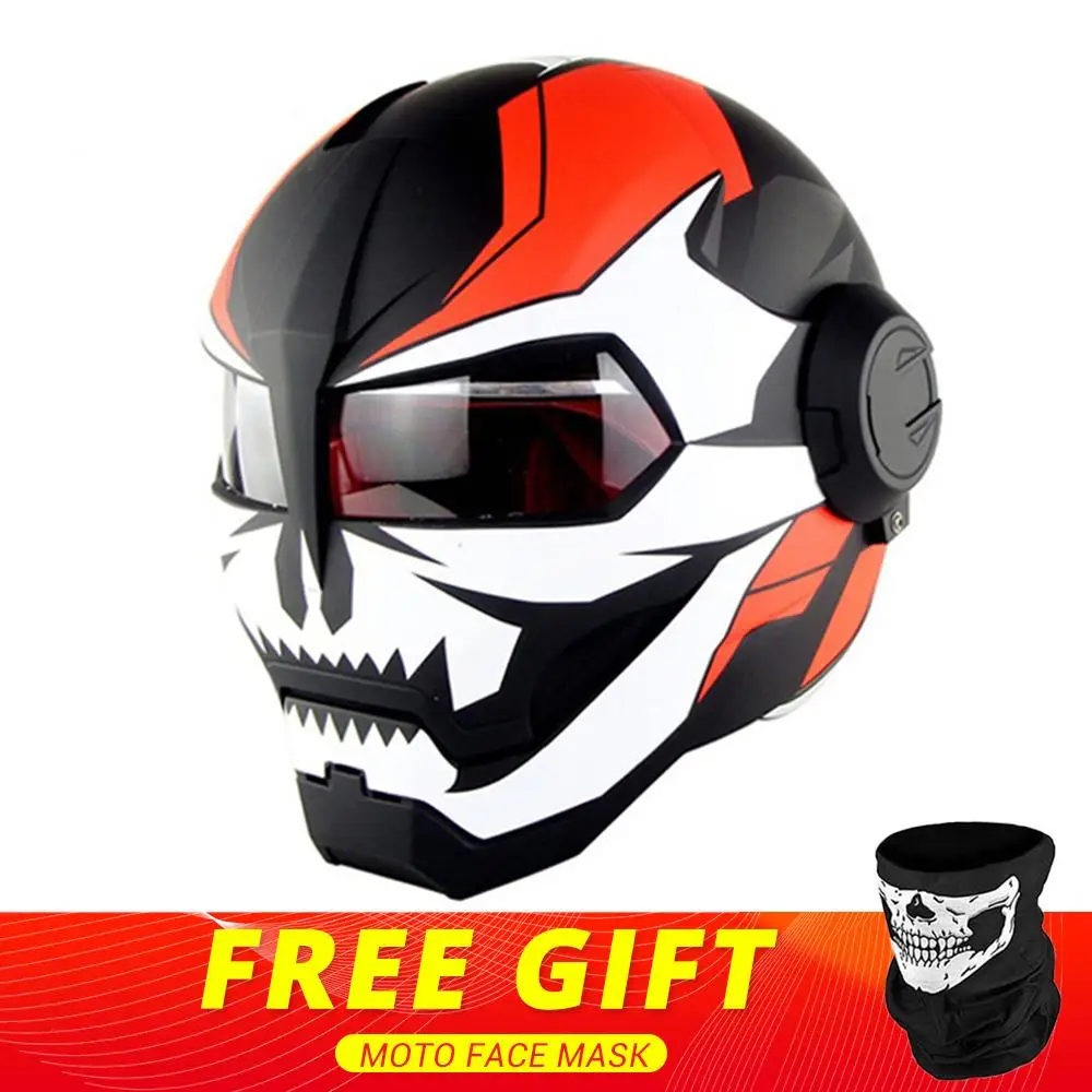 Bright White Red HEROBIKER мотоциклетный шлем Ретро мотоциклетный шлем Полнолицевой винтажный Ретро шлем для мотокросса - Цвет: Bright White Red