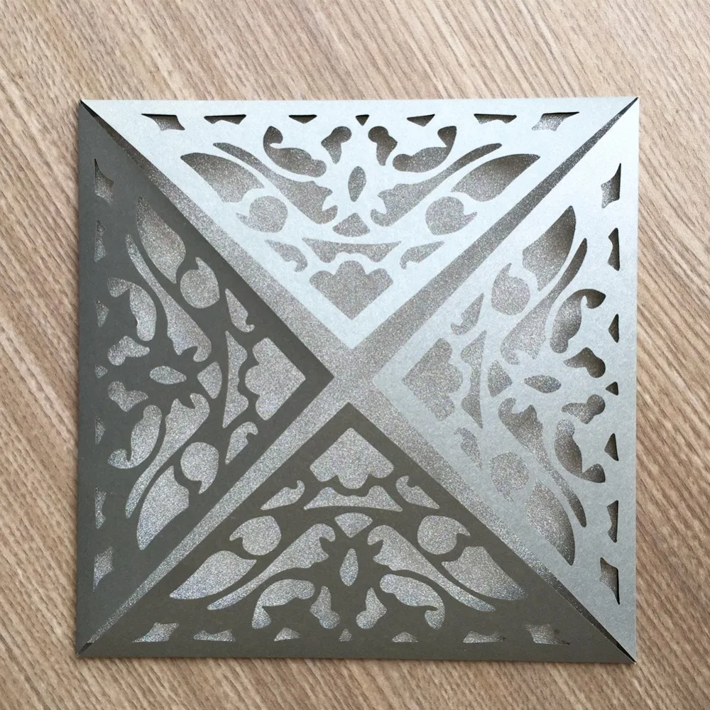 

50pcs Silver ColorWedding Invitations Card Decoration Place Birthday Party Invite Greeting Card Event Supplier Thanksgiving Card