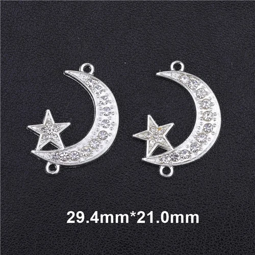 Silver 5 Pieces Juya 5 шт. исламские Подвески Стразы золотой серебряный полумесяц Allah Разъемы Аксессуары для мусульманских Qamis ювелирных изделий - Окраска металла: Silver 5 Pieces