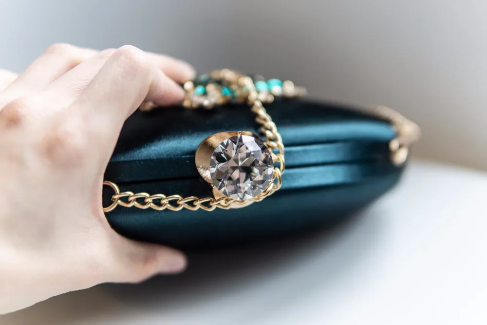 Женская вечерняя сумочка Boutique De FGG, клатч-кошелек с цепочкой через плечо, с цветком из кристаллов, сумка для свадьбы, вечеринки