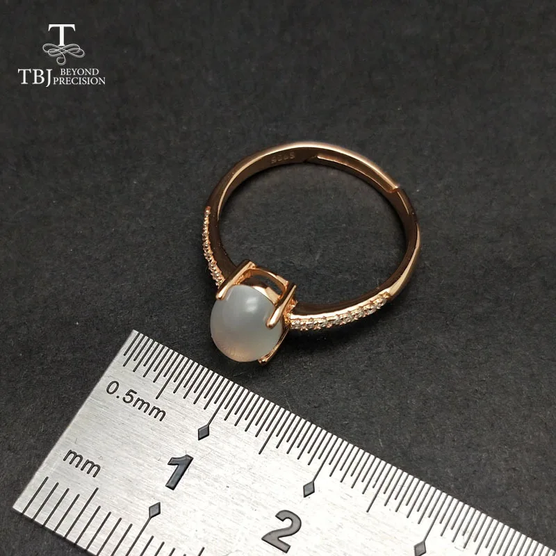 TBJ милое простое маленькое кольцо с натуральным белым лунным камнем драгоценное
