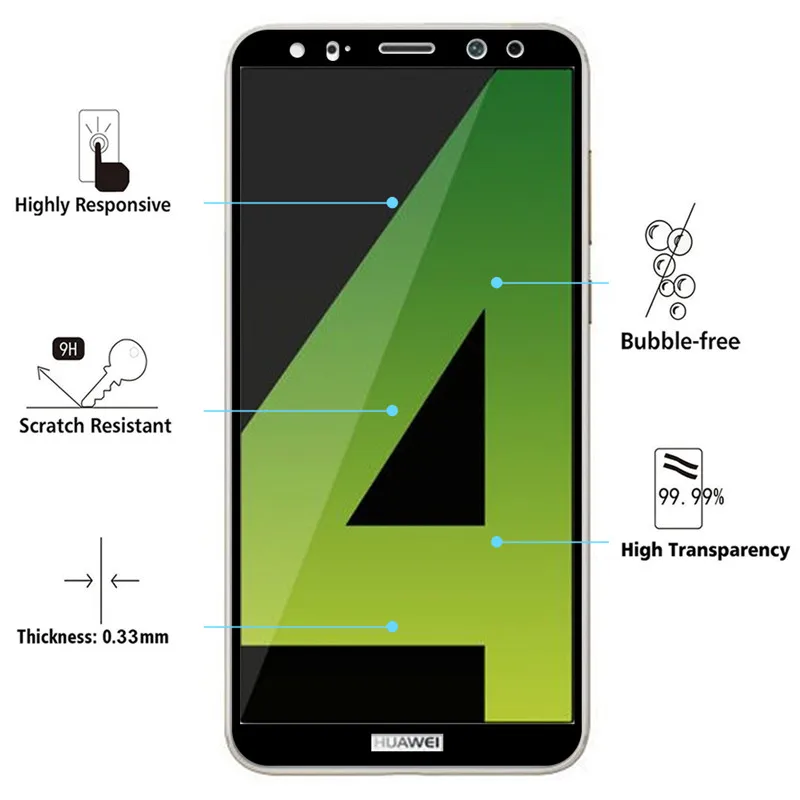 Закаленное Стекло Экран Защитная пленка для Huawei Mate 10 Lite/P8 Lite 2017 полный чехол с