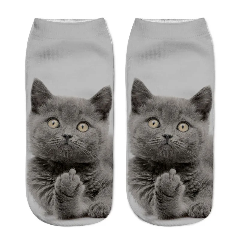 UIDEAZONE Women Polyester Harajuku Cat Socks 3D Printed Low Cut Ankle Cute Pattern Lovely Funny Casual Female Sock | Женская одежда