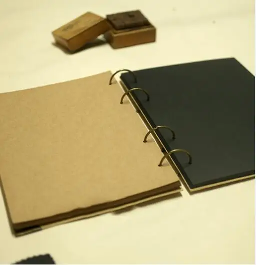 A4 бумага для поделок в стиле ретро Альбом DIY 4 кольца проволочная вязка клейкий Тип творческой личности пара одноклассников записанный детский альбом - Цвет: Black With Craft