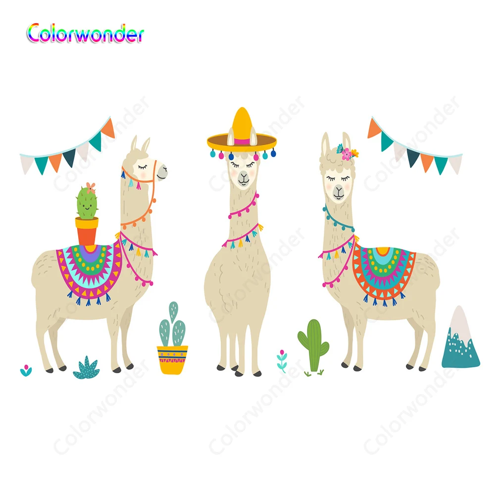 Фон для фотосъемки с изображением персонажей из мультфильмов белые альпаки