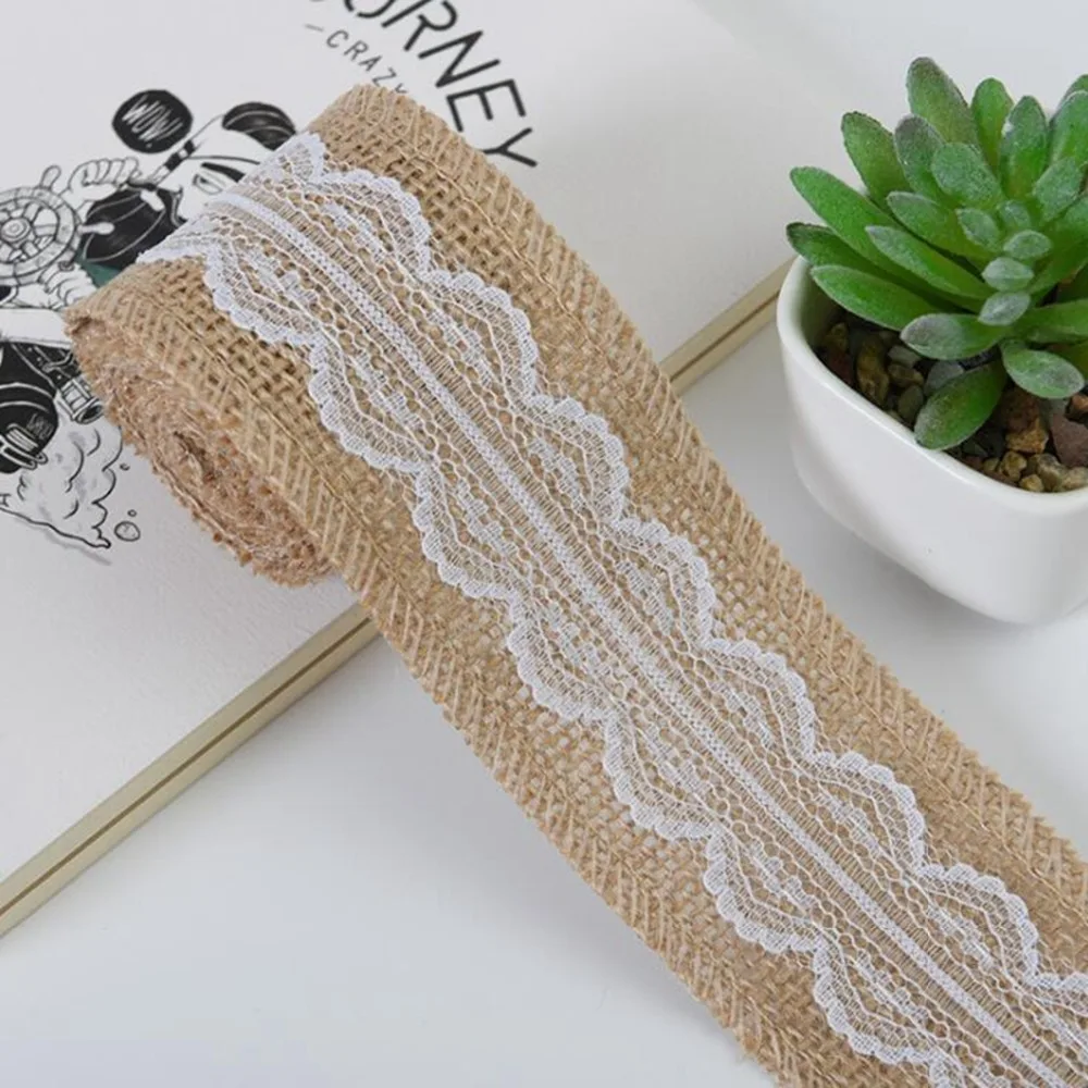 2 м DIY кружевной льняной рулон джутовые гессианские украшения деревенские