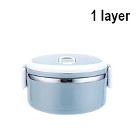 1 Layer (Blue) Японский Ланч-бокс, термоконтейнер для еды, Bento box из нержавеющей стали, ланчбокс для детей, портативный, для пикника, школы, утолщенный контейнер для еды - Цвет: 1 Layer (Blue)