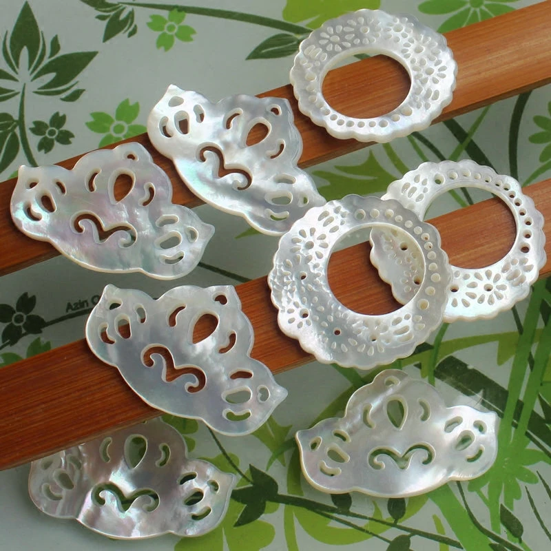 10 шт./лот натуральные пустотелые кусочки перламутровой ракушки белые