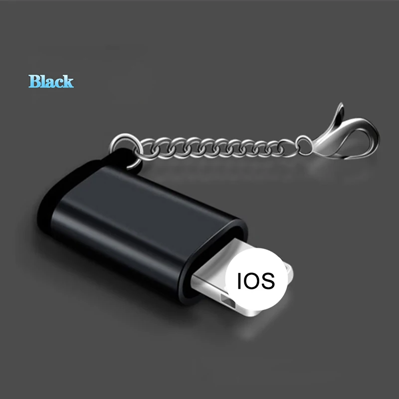 Черный Адаптер для iphone Android Micro USB для освещения OTG Синхронизация данных зарядное устройство конвертер с брелок поддержка Новая система для iphone XS - Цвет: Черный