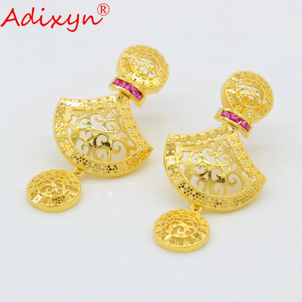 Adixyn индийский Хрустальный чокер ожерелье серьги золотой цвет/медь Ювелирные