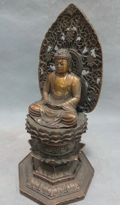 S07177 10&quot Tibet Pure Bronze Buddhism Lotus Shakyamuni Buddha Statue Sakyamuni Joss | Дом и сад