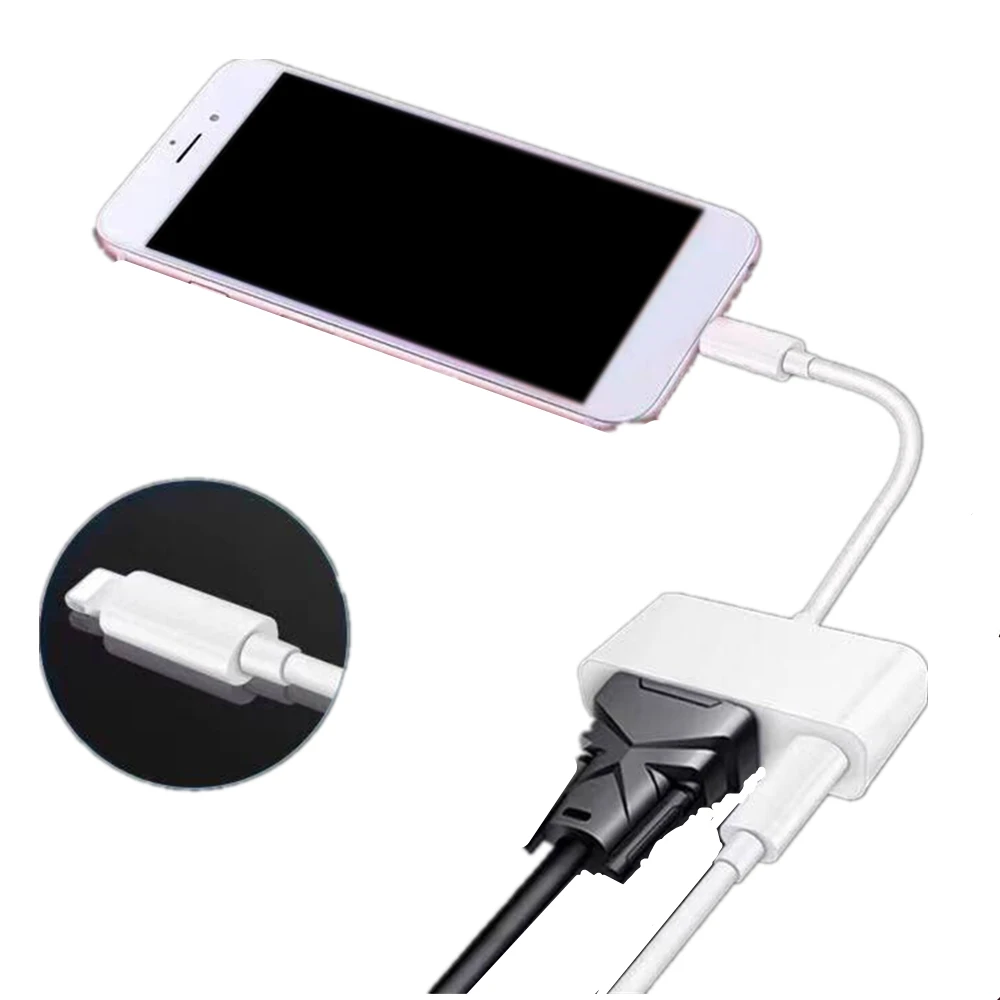 Адаптеры с подсветкой для VGA Женский адаптер 1080 P HD Apple iPhone iPad зеркало проектора