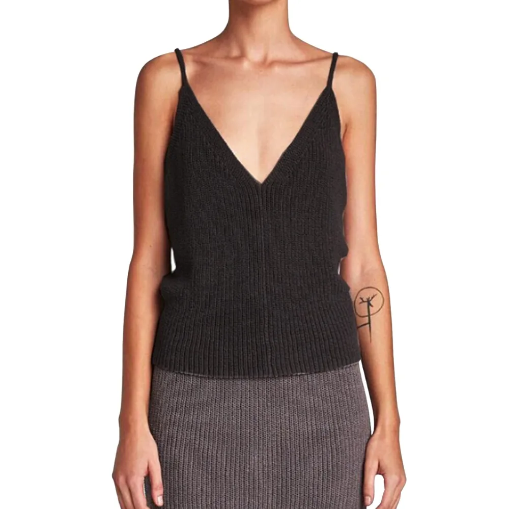 2018 Модные трикотажные топы женские летние сексуальные камзол жилет Эластичный