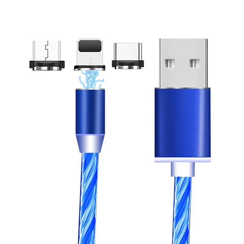 Светодиодный магнитный кабель Micro USB для быстрой зарядки, кабель usb type C для iphone 11 Pro Max, huawei P30 Pro, волшебный светильник, кабель для зарядки