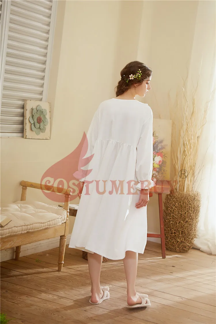 Costumebuy для женщин ренессанс средневековый косплей платье принцессы белое платье винтажные домашние платья ночная рубашка пижамы с длинным рукавом