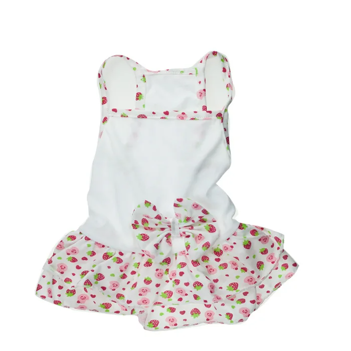 Hot Sale Girl Dog Clothes Cotton Cute Strawberry Print Dresses With Bow For Small Dogs Chihuahua Teddy Poodle Skirl XS-L | Дом и сад