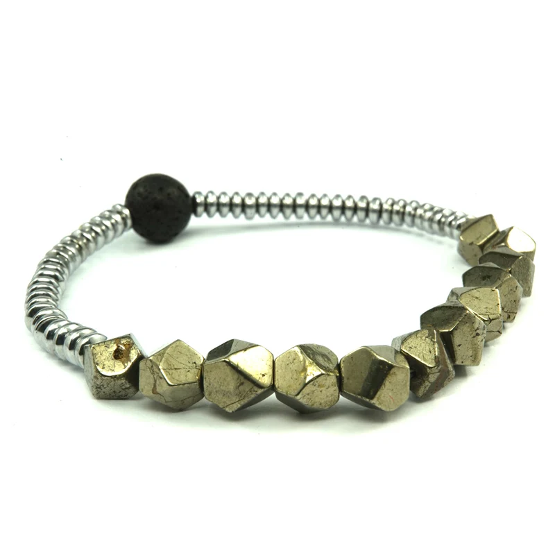Нерегулярные ограненные Пирит бусины для женщин ручной работы плетеные браслеты