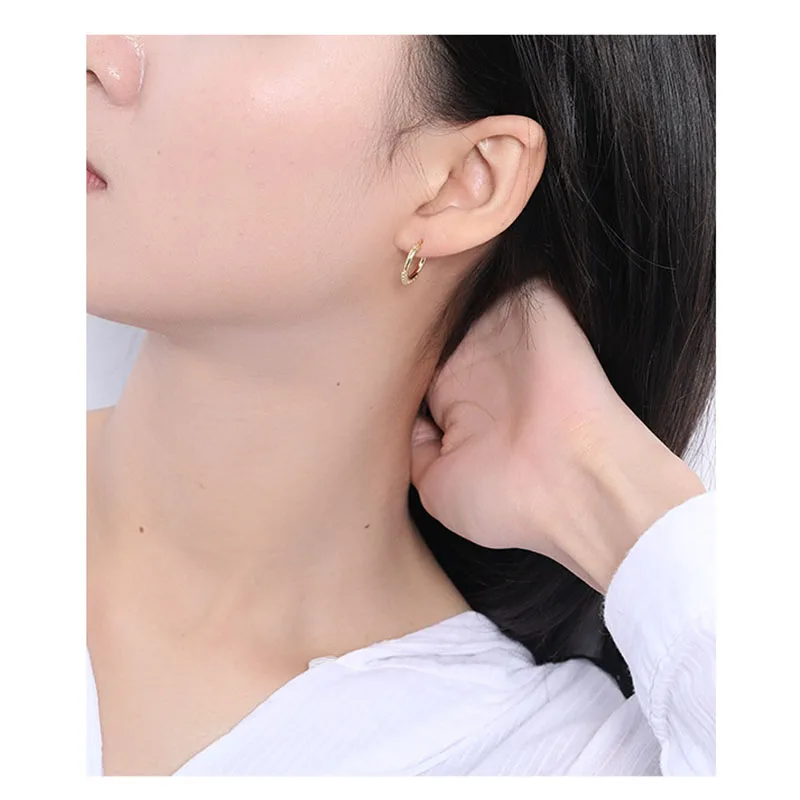 INZATT Real 925 Sterling Silver Geometric Stacked Beads Hoop Earrings For Fashion Women Minimalist Round Fine Jewelry | Украшения и
