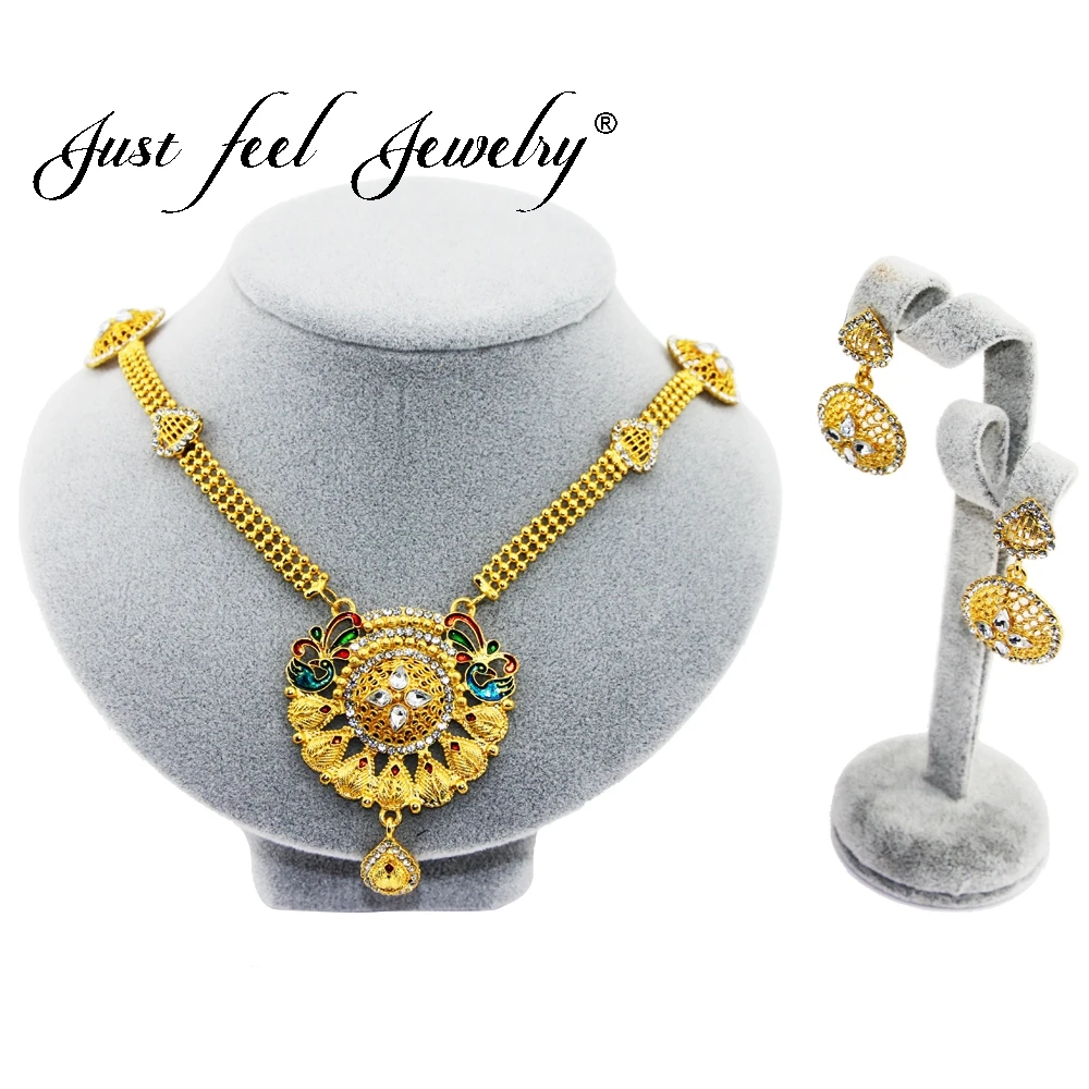 Просто чувствуйте себя золотым кристаллом ожерелье красочные серьги в виде