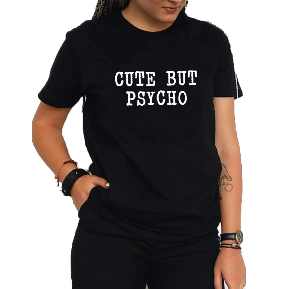 

Милая забавная женская футболка с психоделическим принтом, летняя хлопковая футболка с коротким рукавом и круглым вырезом, женские черные ...