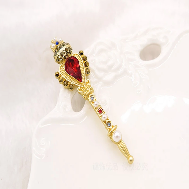 Baroque style restoring ancient ways crown cross little magic wand brooch | Украшения и аксессуары
