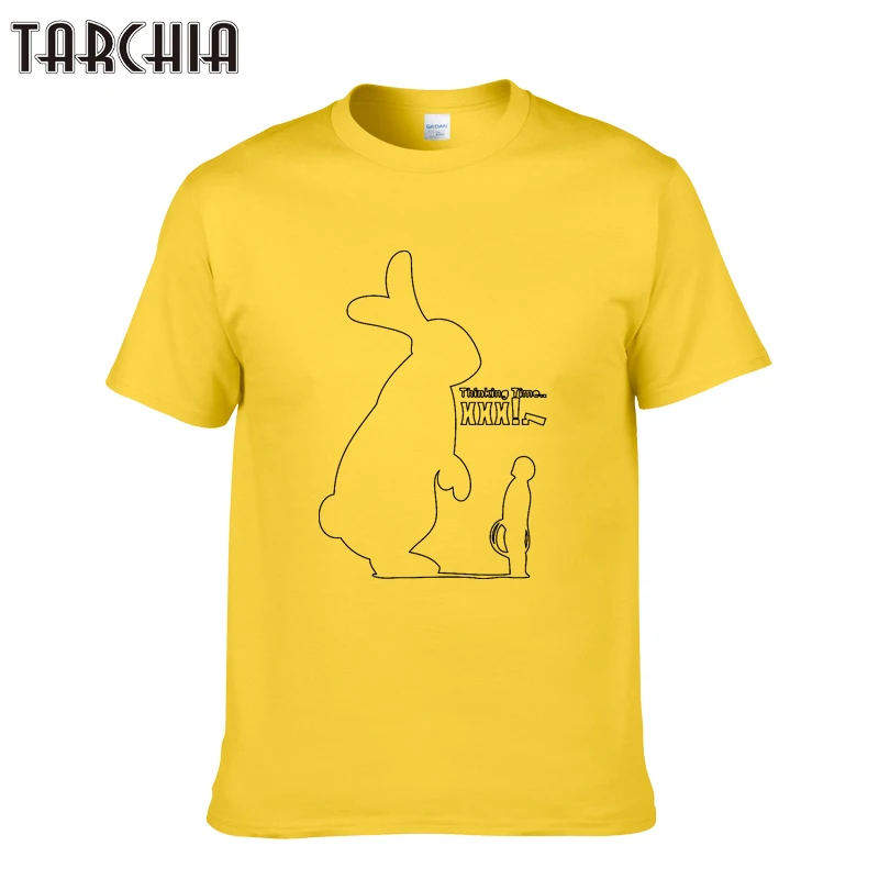 

TARCHIA Новый 2021 мужские футболки с коротким рукавом абстрактные Стиль кролик печати повседневное Slim Fit хлопковые футболки топы Homme