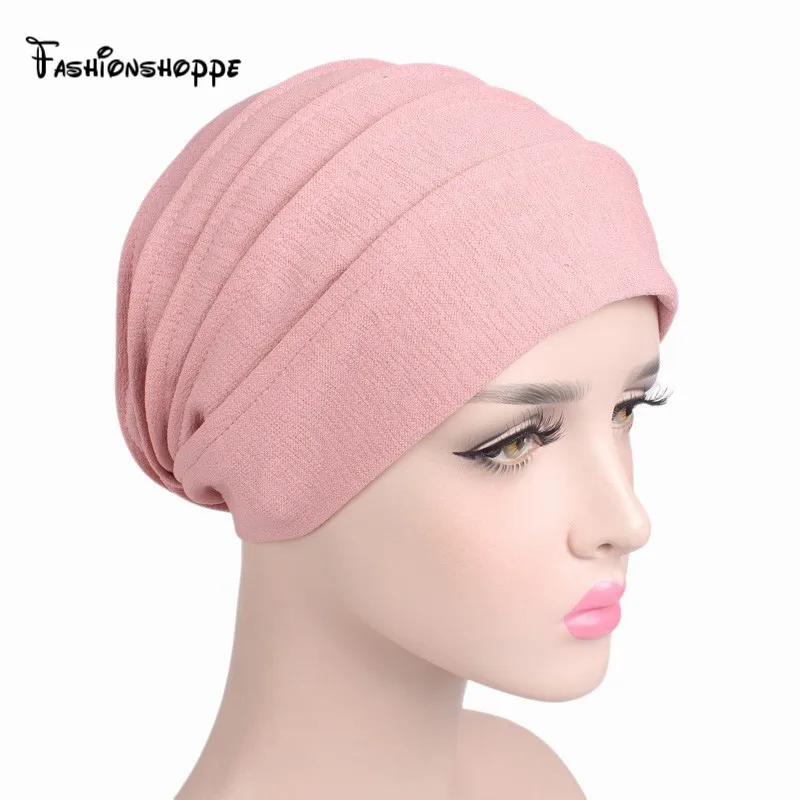 Новинка 2017 Женский облегающий снуд шапочка с рюшами мусульманский тюрбан