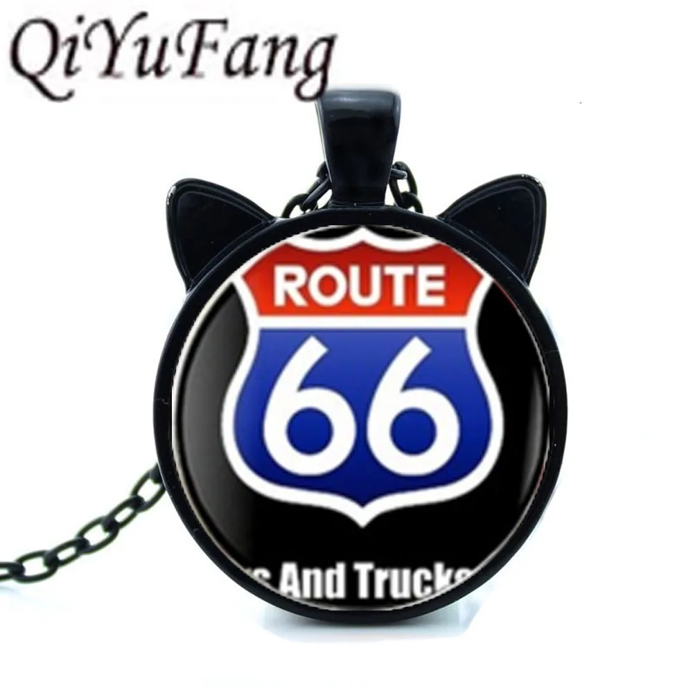 QiYuFang новые шоссе 66 США дорожные знаки ожерелья черная подвеска с двумя ювелирные