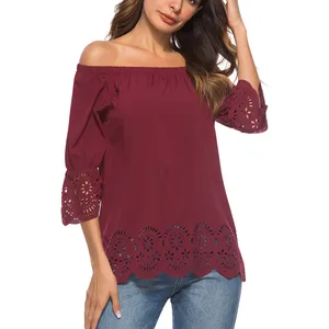 SAGACEC, модные блузки и рубашки для девушек, блузка женская, новинка 2019, Повседневная рубашка с открытыми плечами, с дырками, топы, блузка, рубашка