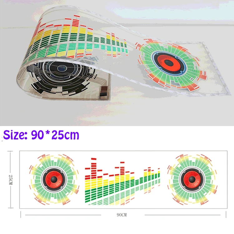 90*25 см Звук музыки Активированный EL лист автомобиля стикер эквалайзер светящиеся