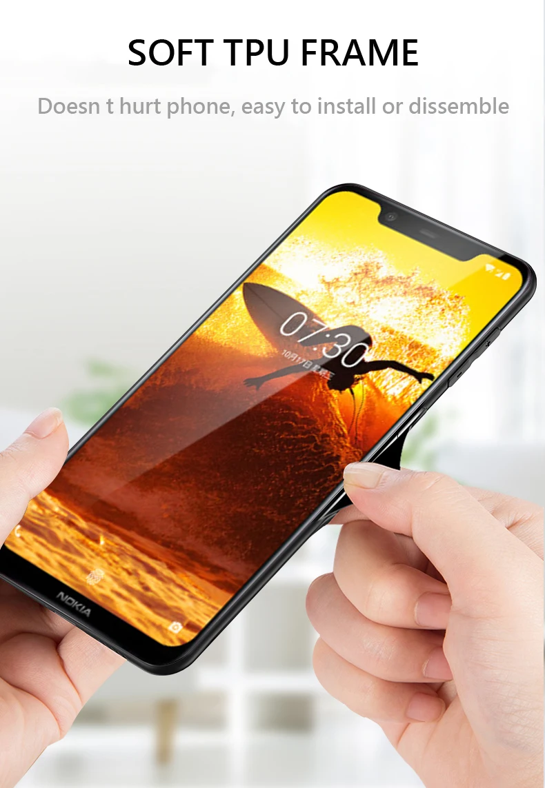 UPaitou, Роскошный чехол из закаленного стекла для Nokia 8,1X7X6 6,1 7 Plus, ТПУ бампер, противоударный чехол для Nokia x7, задняя крышка