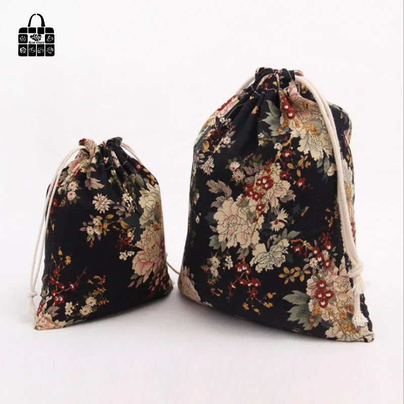 1 шт. Черный Пион flowers100 % Хлопковый мешок для пыли одежда дорожная сумка хранения