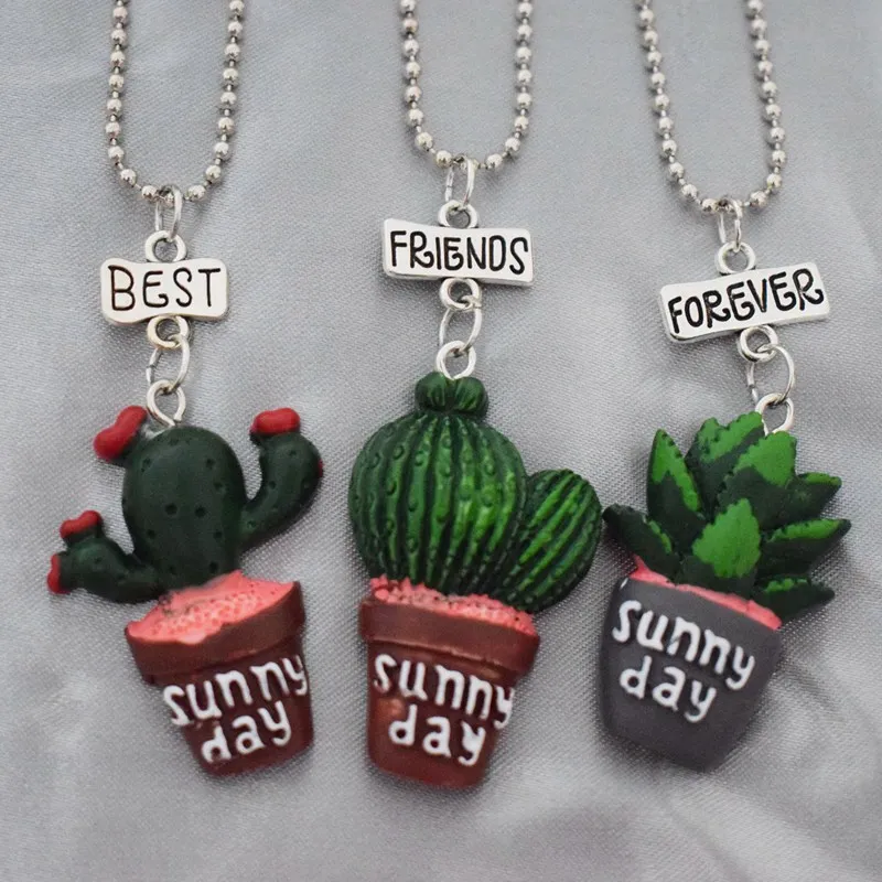 Смола Имитация кактусов подвеска BFF Цепочки и ожерелья детей Best Friends Forever 5 для мальчиков и девочек Дружба Ювелирные изделия подарок на день рождения