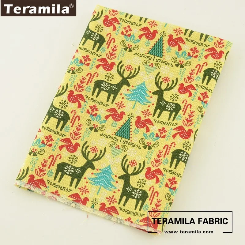 Teramila Cotton Linen Fabric Classical Light Yellow Quilting Sewing Pillow Curtain Printed Christmas Series Home Textile | Дом и сад