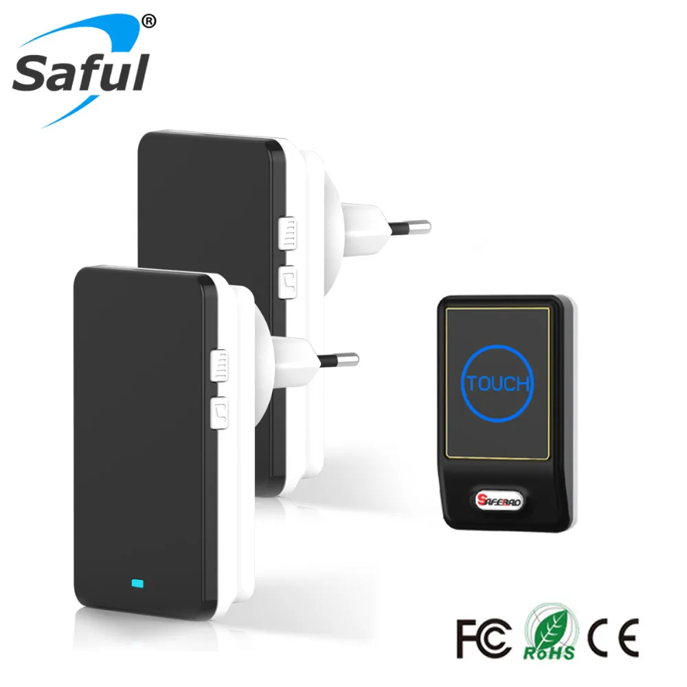 Saful Waterproof Doorbell Buttons/Touch EU Plug Wireless Outdoor Transmitter And Indoor Receiver Door Bell | Безопасность и защита