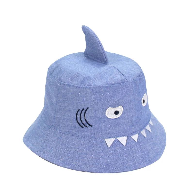 Детская шапка с акулой из мультфильма Модная Джинсовая ковбойская шляпа для