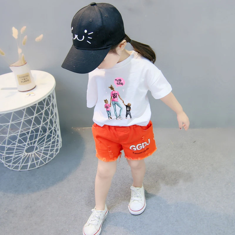 ZSIIBO/одинаковые футболки для женщин Одежда девочек Костюм мамы и дочки папы Сезон