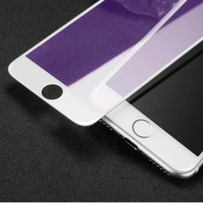 Закаленная 3d-пленка для iphone7 8 защита на весь экран с мягкими краями фиолетовая
