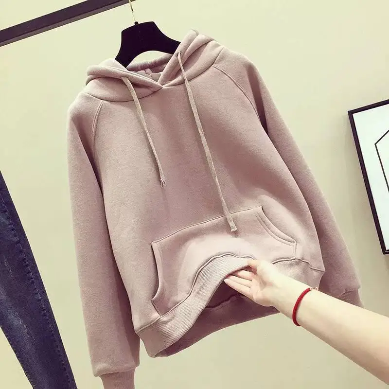 Zuolunouba осень зима корейский женский сплошной цвет толстовки флис Harajuku с длинными рукавами свободные пуловеры женские толстовки - Цвет: bb08077.2