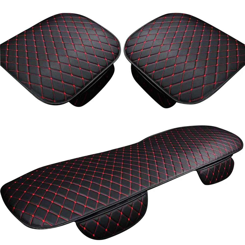 3pcs seat cover Автомобильные Чехлы На Сиденья, Автомобильная подушка из искусственной кожи, универсальные автомобильные аксессуары для интерьера, четыре сезона, защитный комплект, коврик для стула, автомобильный стиль - Название цвета: 3pcs seat cover