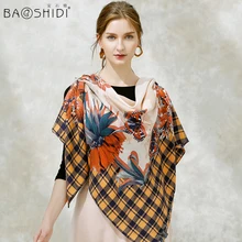[BAOSHIDI] 2017 модный шерстяной шарф в клетку для женщин роскошные
