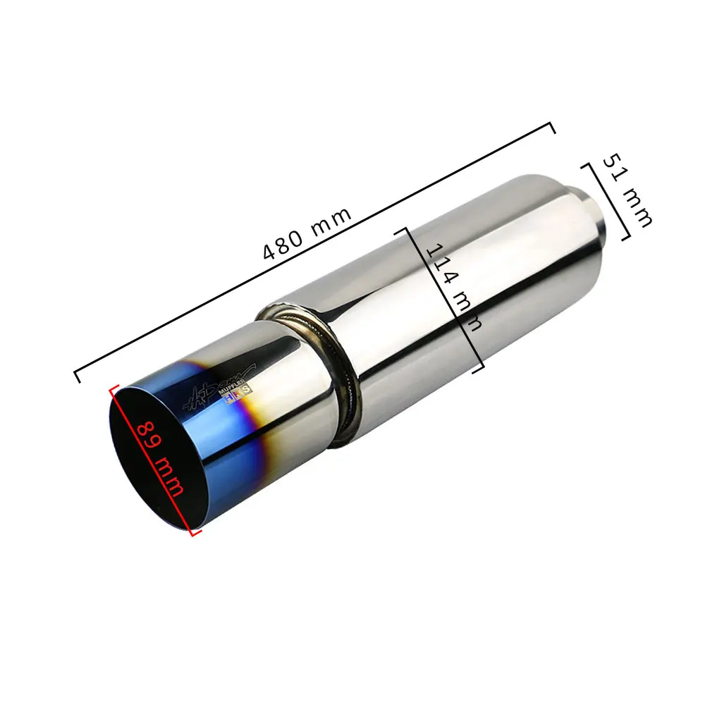 L1YZ451-HPJ 1 шт. выхлоп 2 ''2,5'' 3 ''на входе, отличный спортивный глушитель, автомобильные трубчатые насадки из нержавеющей стали, толщина 1 мм - Цвет: L1YZ451-HPJ