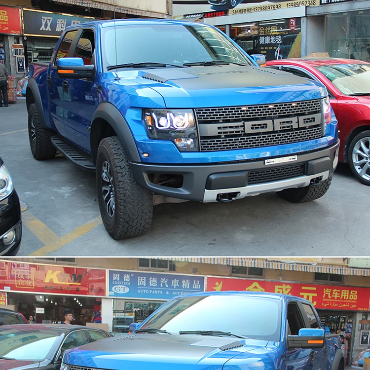 Автомобильные фары 2008- для Ford F150 Raptor светодиодный U Тип фары «ангельские глаза» черный Цвет LF налобный фонарь