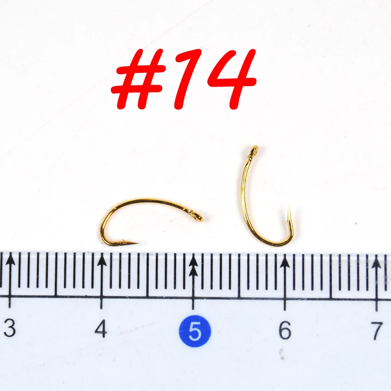 #14 золотистый цвет Nymph Stonefly Scud креветка Летающая искусственная микро шип кованый