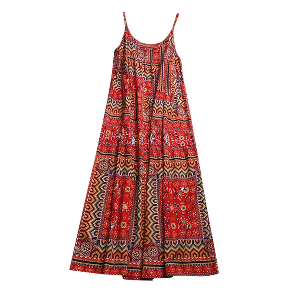 Женский Повседневный Длинный Макси Сарафан Пляжное платье с цветочным принтом