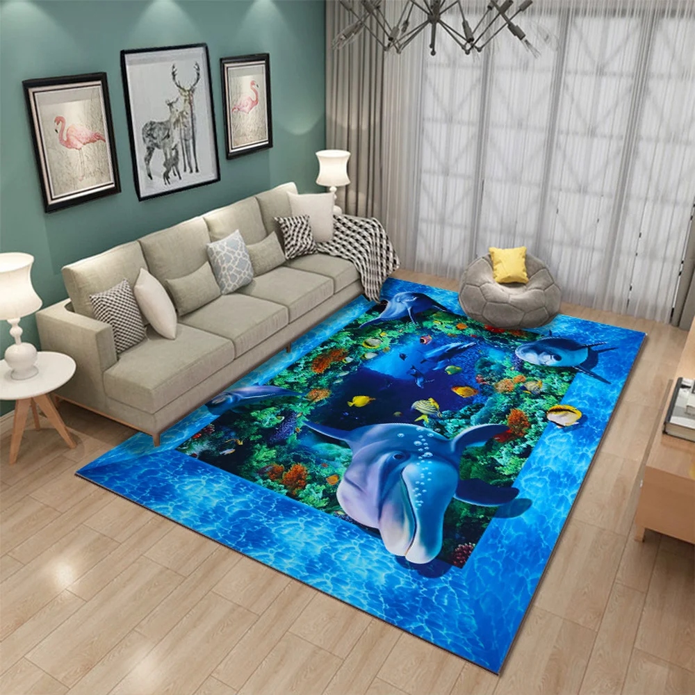 Высокое Качество подводный мир мультфильм ковер 3D печатных мягкие